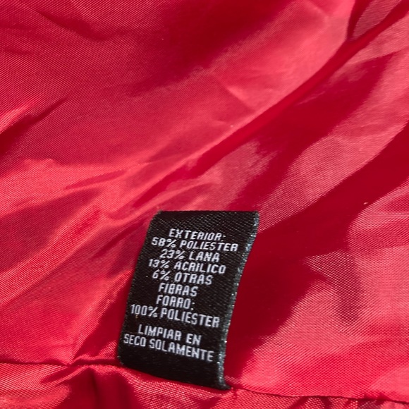 Karen Scott woven fabric heavy warm red pea coat black buttons women’s large - Picture 10 of 13